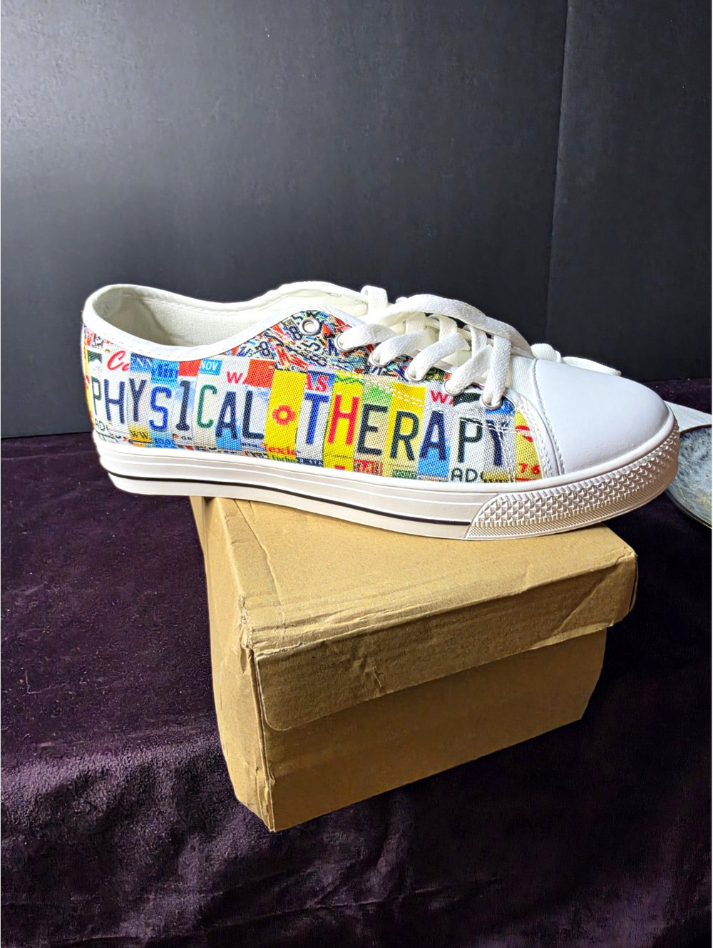 Womens"Physical Therapy" White/Multicolor Low Top Lace-Up Athletic Sneakers